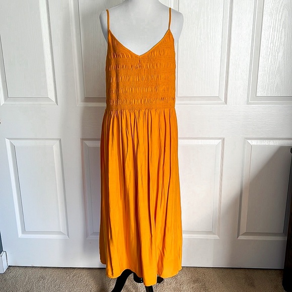 NWT Wild Fable Orange Smocked Midi Dress Sz XXL - Picture 1 of 14
